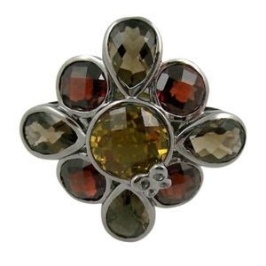 Sima K 925 SS quartz & garnet ring